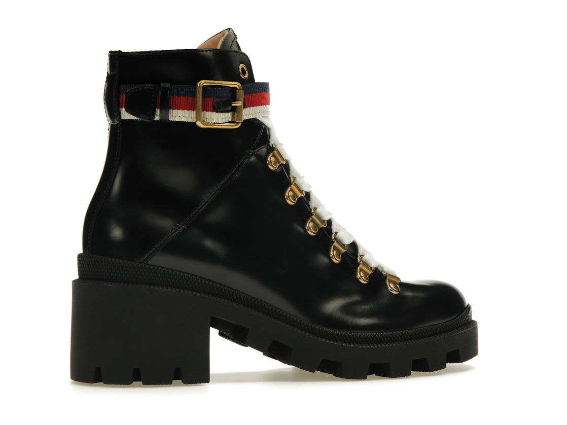 Vue 35 de Gucci Sylvie Web 55mm Ankle Boot Black Leather