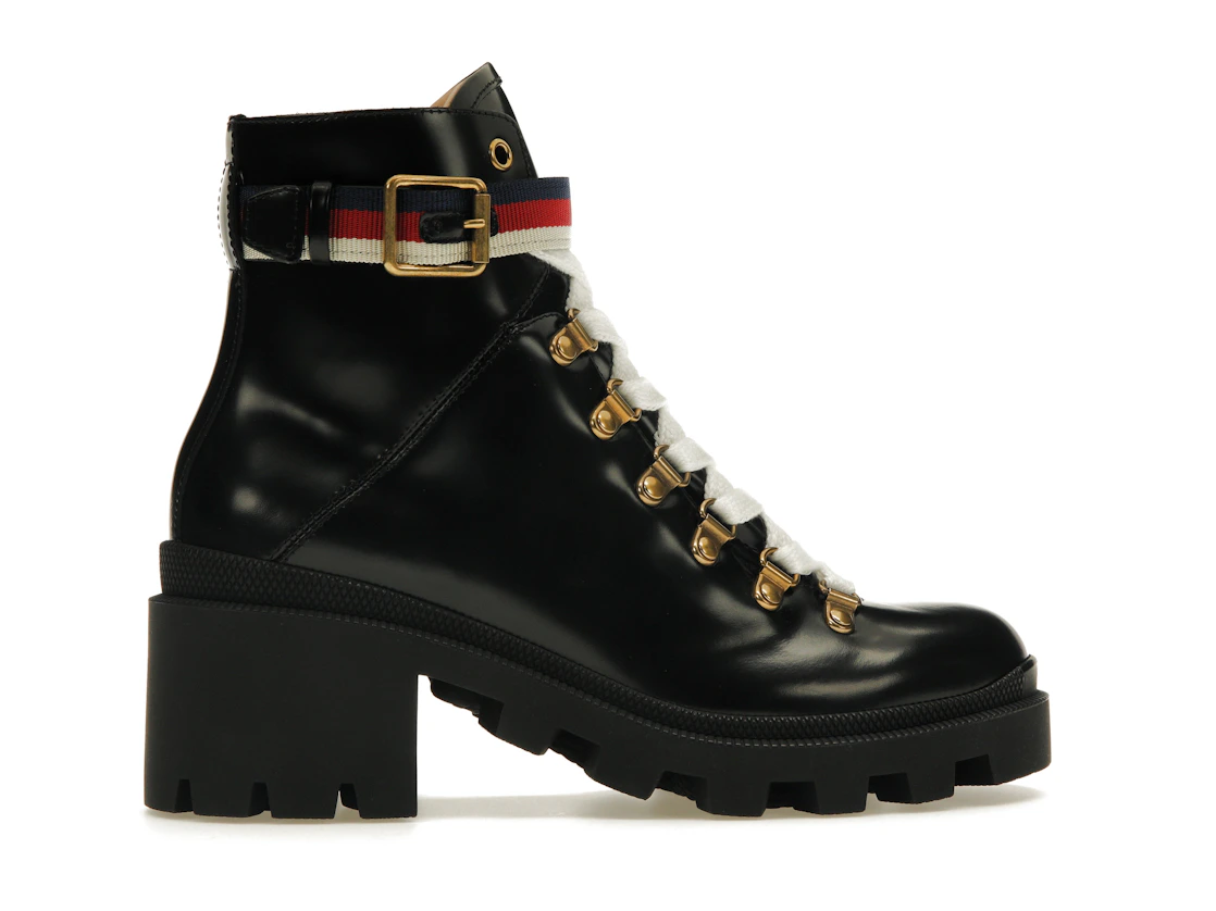Vue 36 de Gucci Sylvie Web 55mm Ankle Boot Black Leather