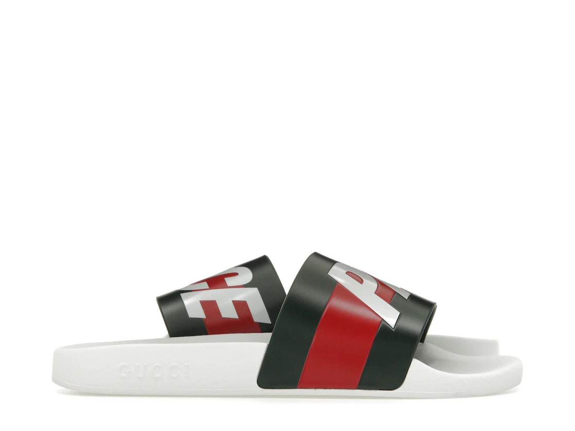 Vue 1 de Palace x Gucci Logo Web Slide Sandal White