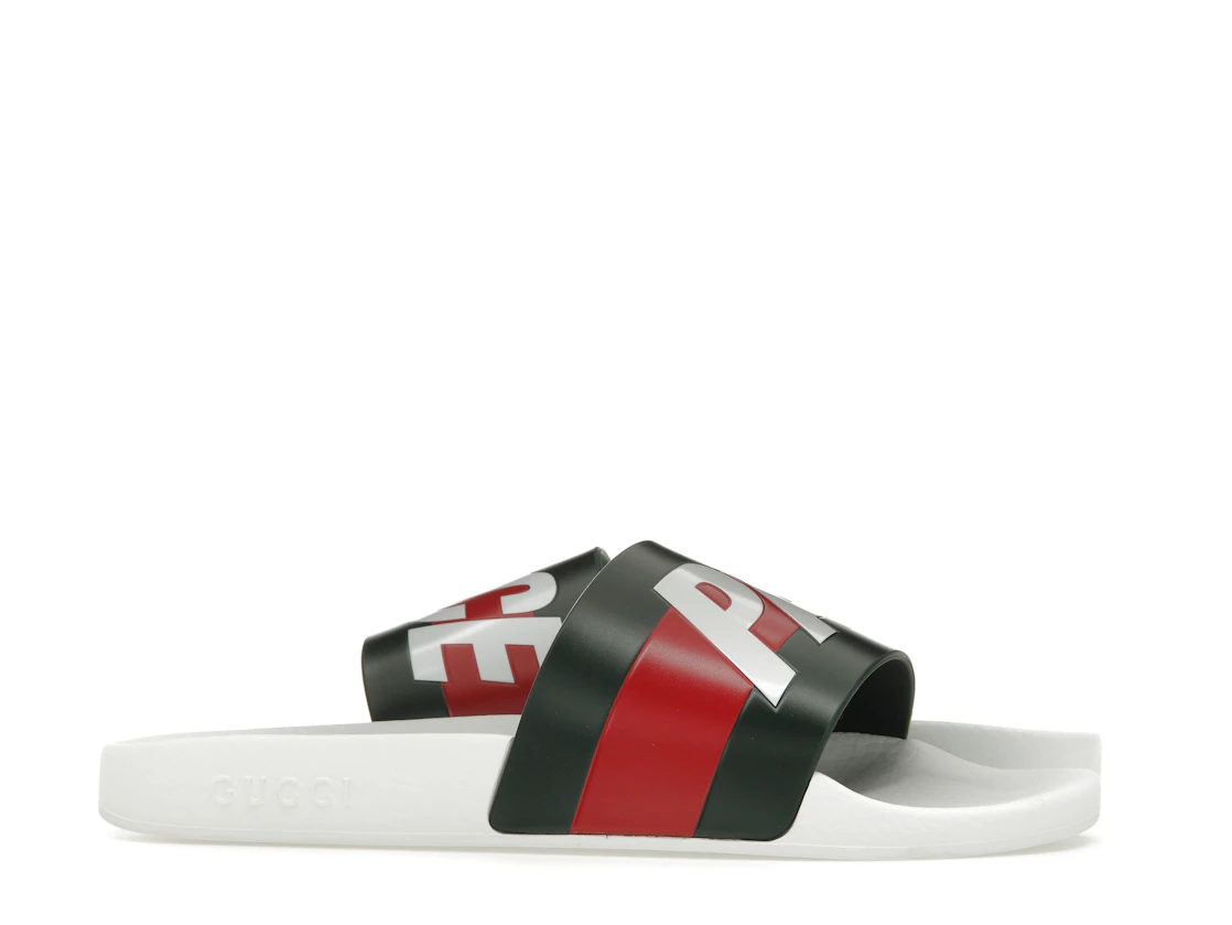 Vue 2 de Palace x Gucci Logo Web Slide Sandal White