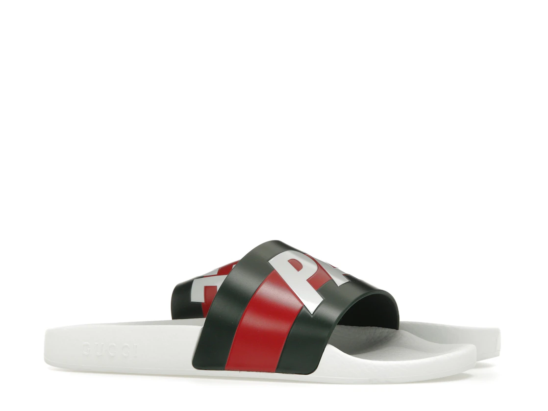 Vue 3 de Palace x Gucci Logo Web Slide Sandal White