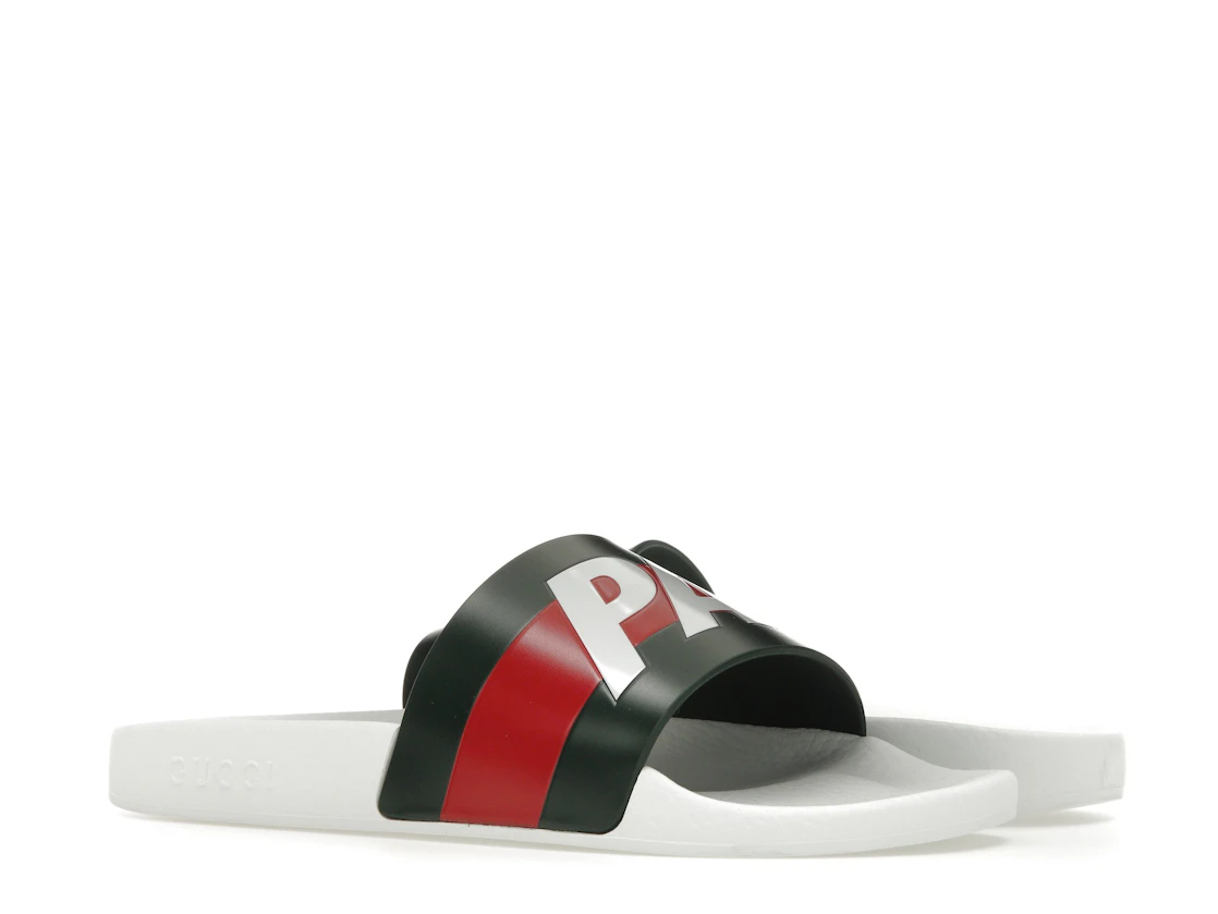 Vue 4 de Palace x Gucci Logo Web Slide Sandal White