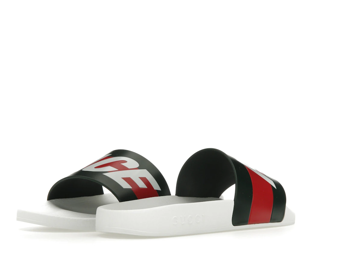 Vue 32 de Palace x Gucci Logo Web Slide Sandal White