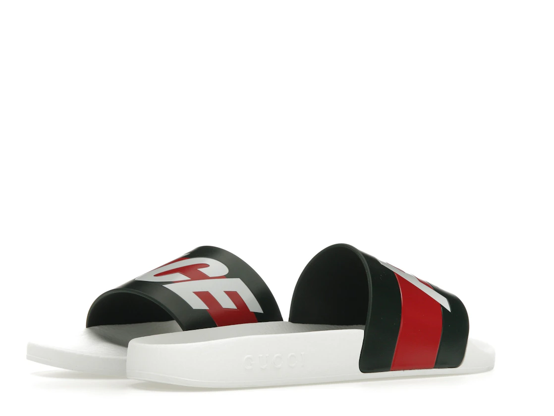Vue 33 de Palace x Gucci Logo Web Slide Sandal White