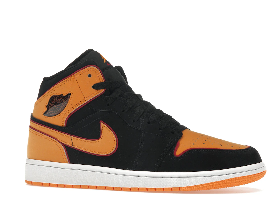 Vue 3 de Jordan 1 Mid Fat Tongue Black Orange