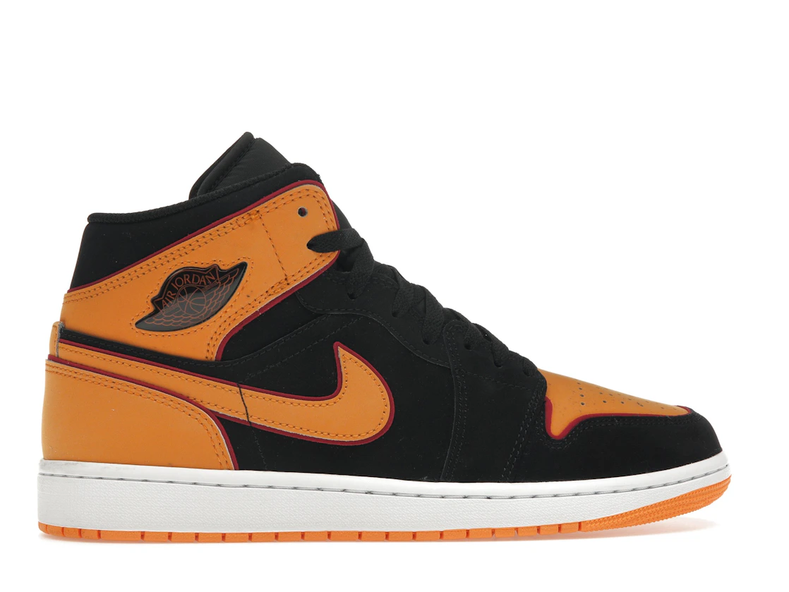 Vue 36 de Jordan 1 Mid Fat Tongue Black Orange