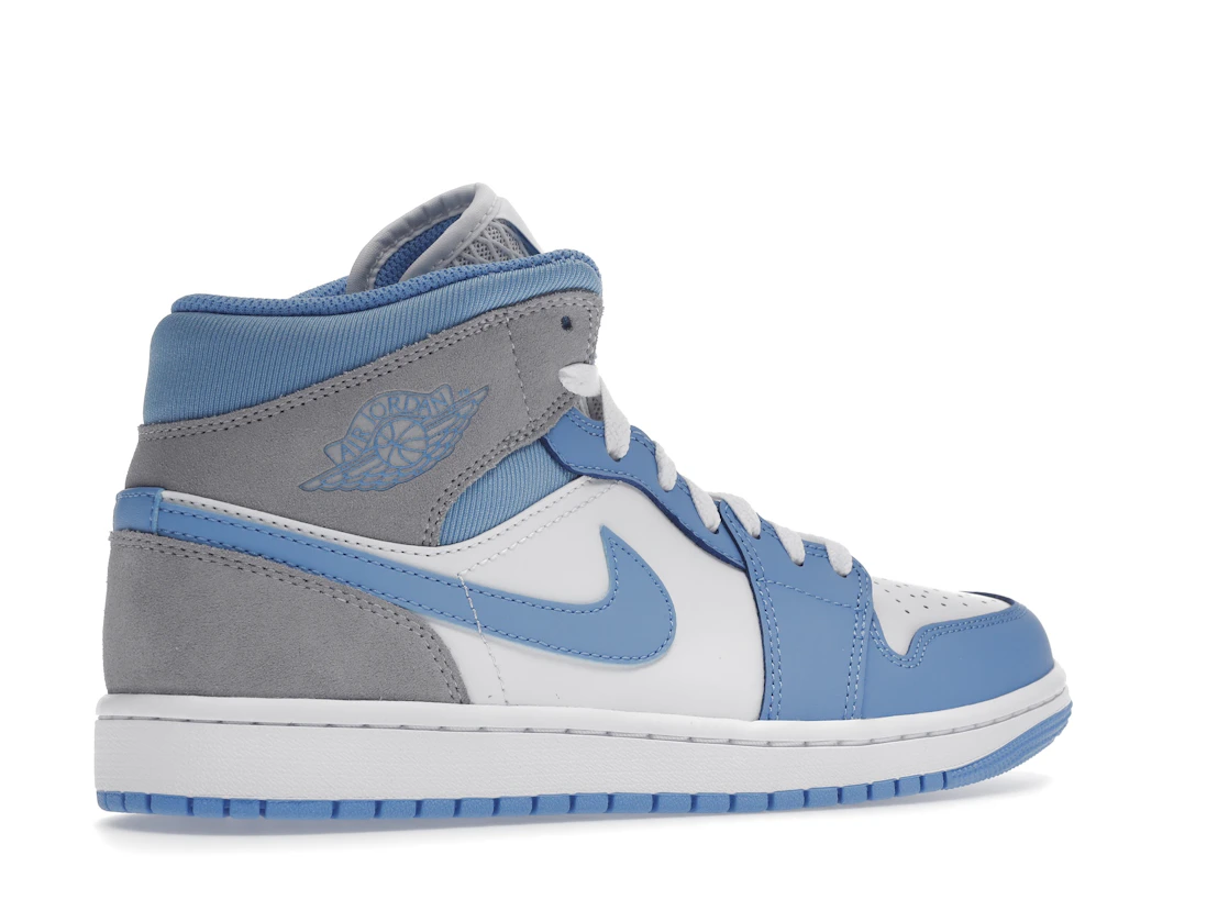 Vue 34 de Jordan 1 Mid University Blue Grey