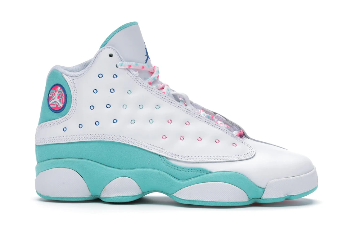 Vue 2 de Jordan 13 Retro White Soar Green Pink (GS)