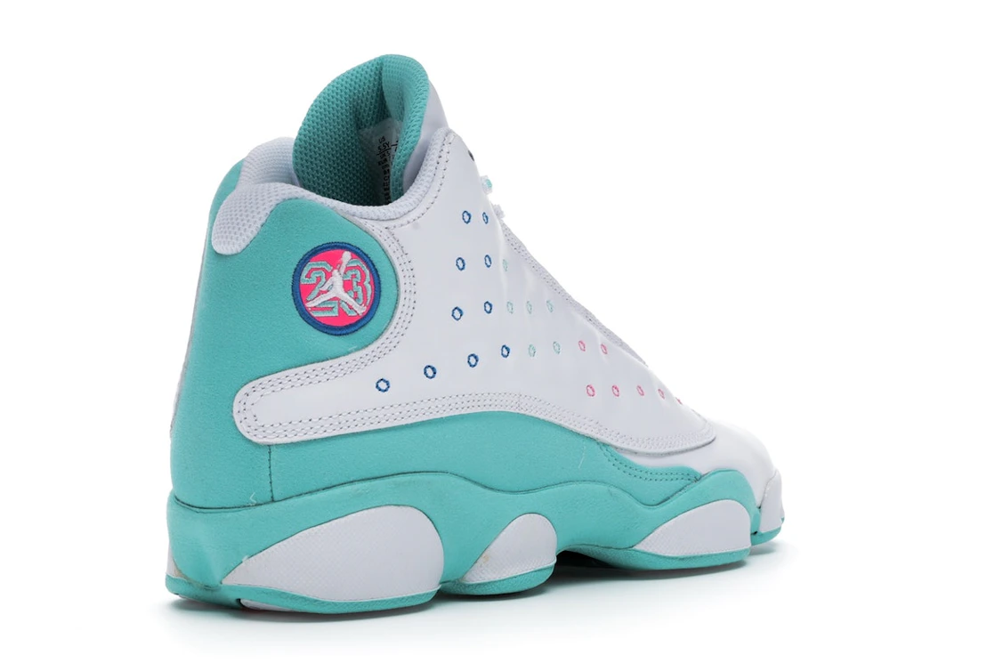 Vue 32 de Jordan 13 Retro White Soar Green Pink (GS)