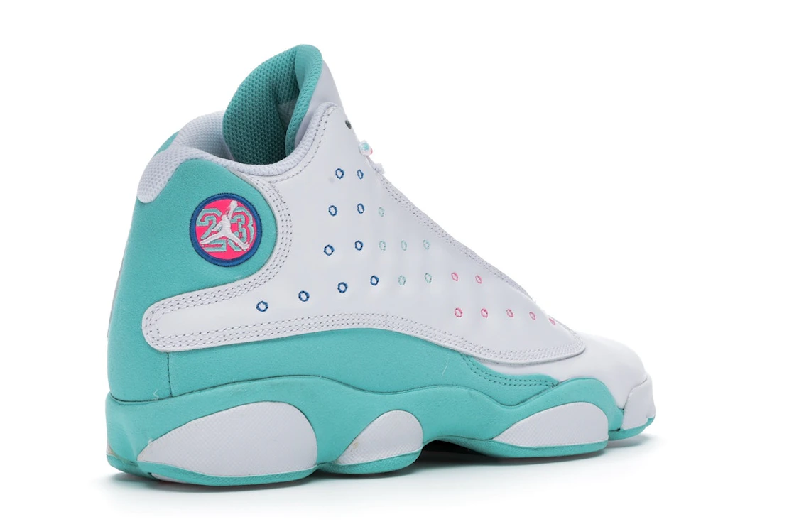 Vue 33 de Jordan 13 Retro White Soar Green Pink (GS)