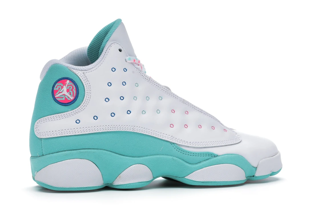 Vue 35 de Jordan 13 Retro White Soar Green Pink (GS)