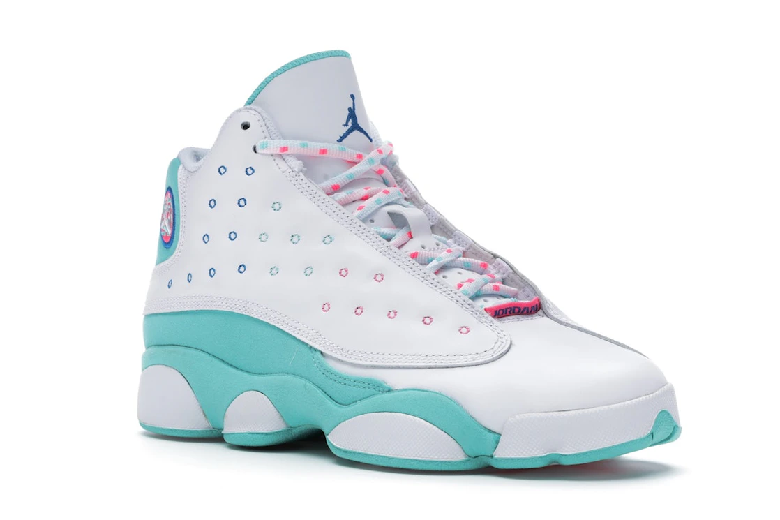 Vue 5 de Jordan 13 Retro White Soar Green Pink (GS)