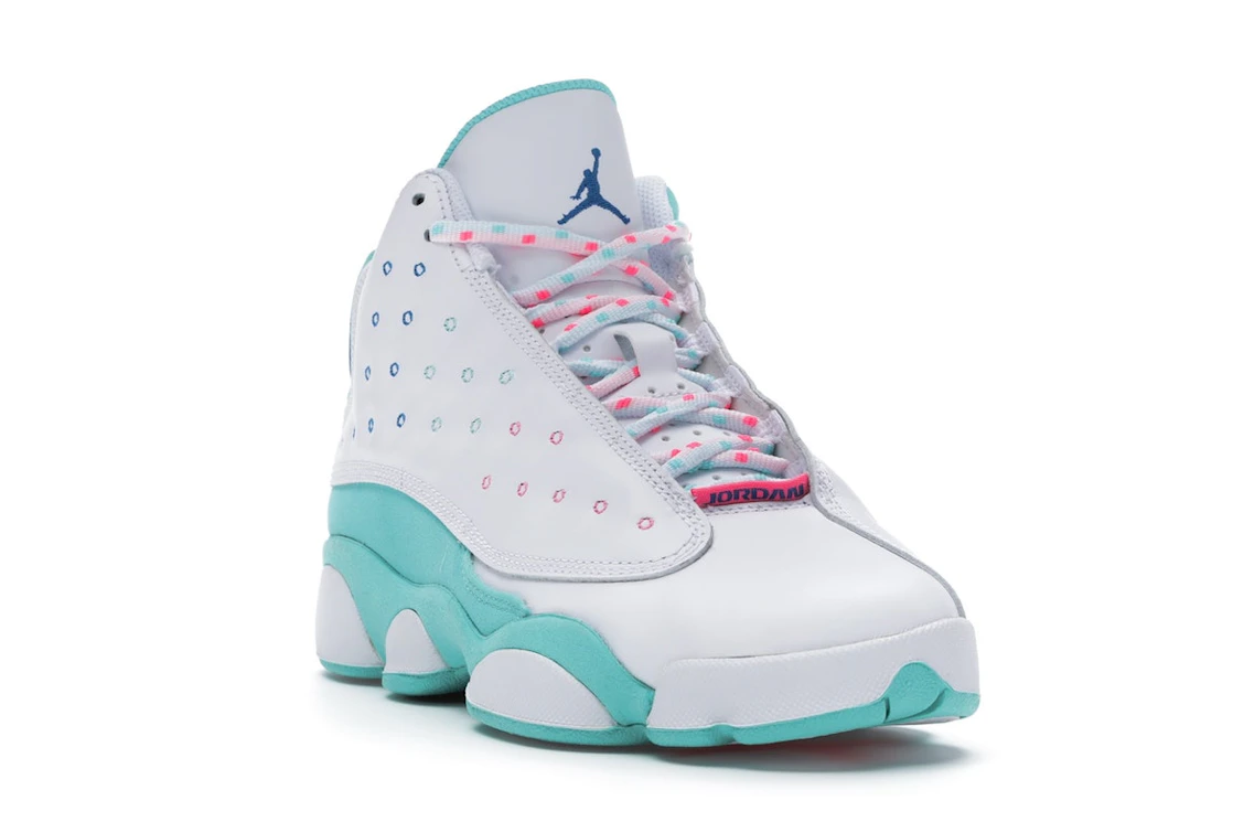 Vue 7 de Jordan 13 Retro White Soar Green Pink (GS)