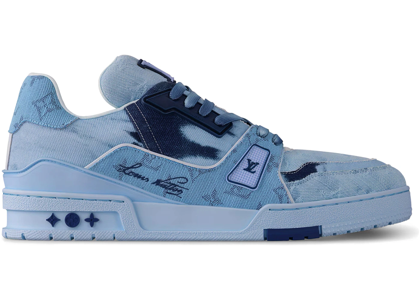 Louis Vuitton LV Trainer Blue Bleached Monogram Denim