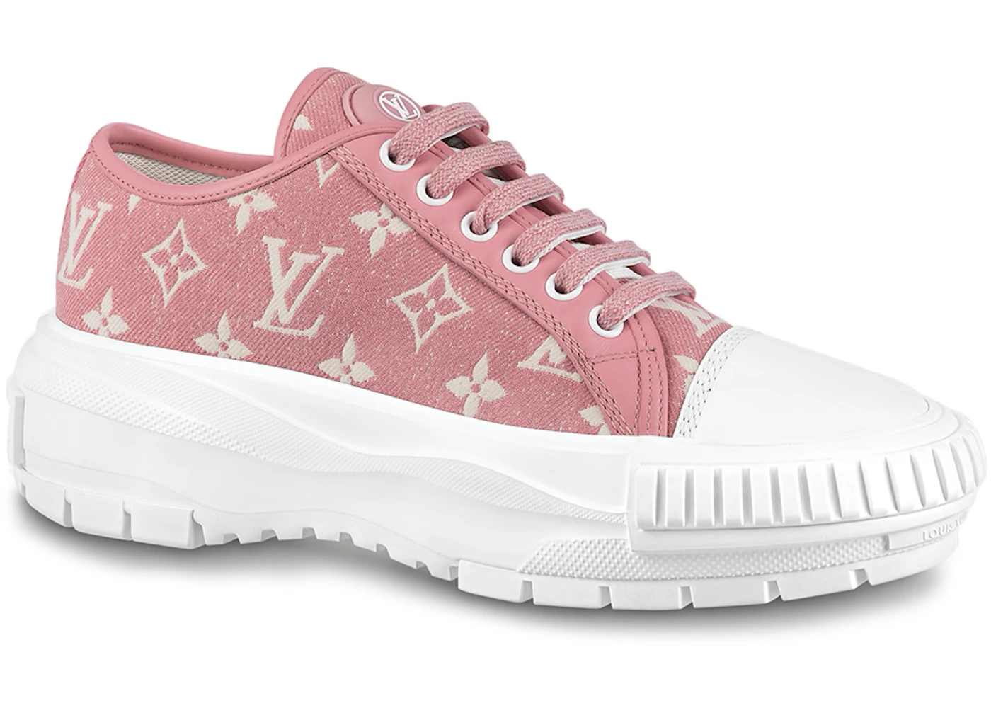 Louis Vuitton Squad Low Monogram Denim Rose Clair Pink White 