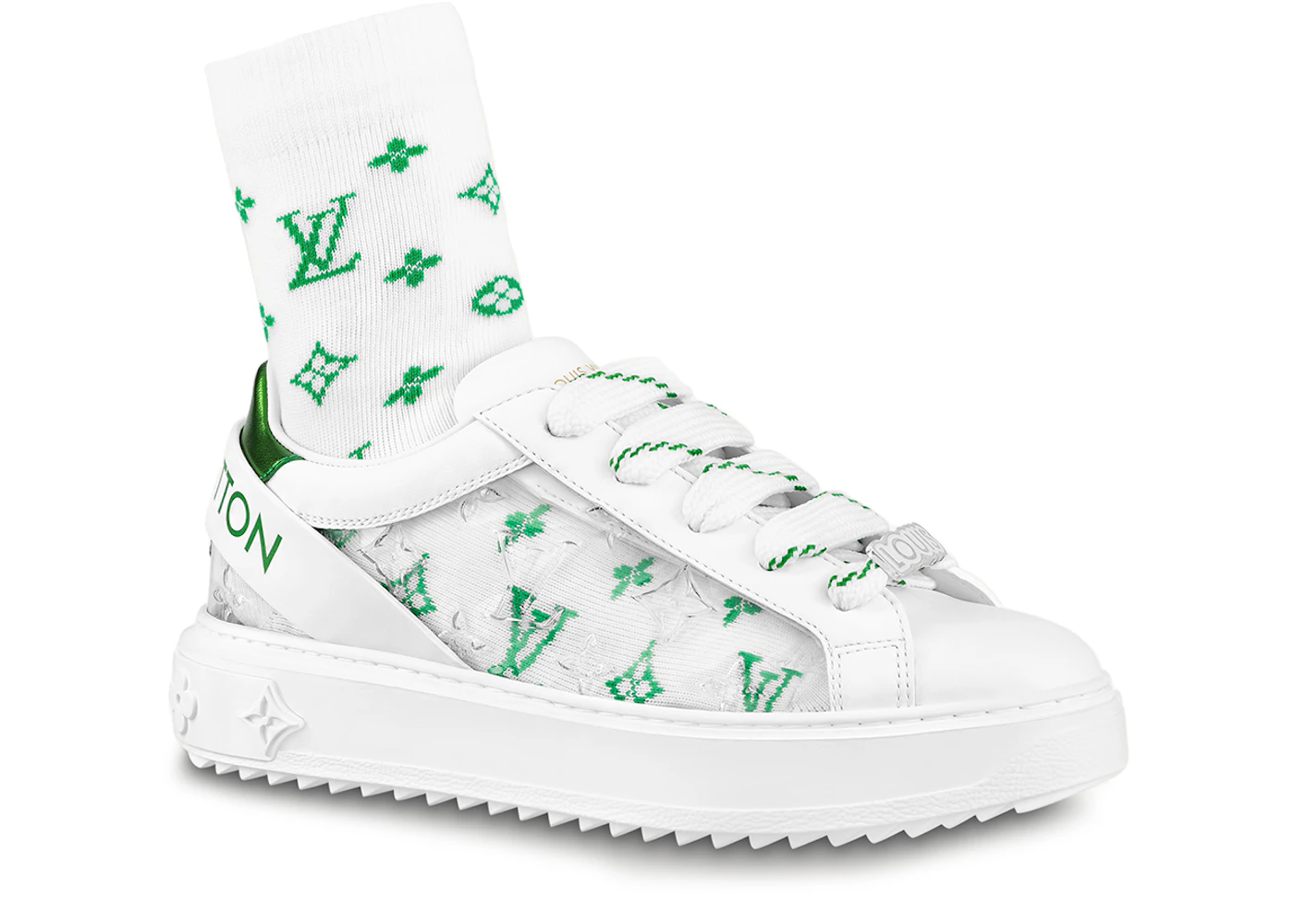 Louis Vuitton Time Out Debossed Monogram Transparent Upper White Green  (White Green Socks Included)