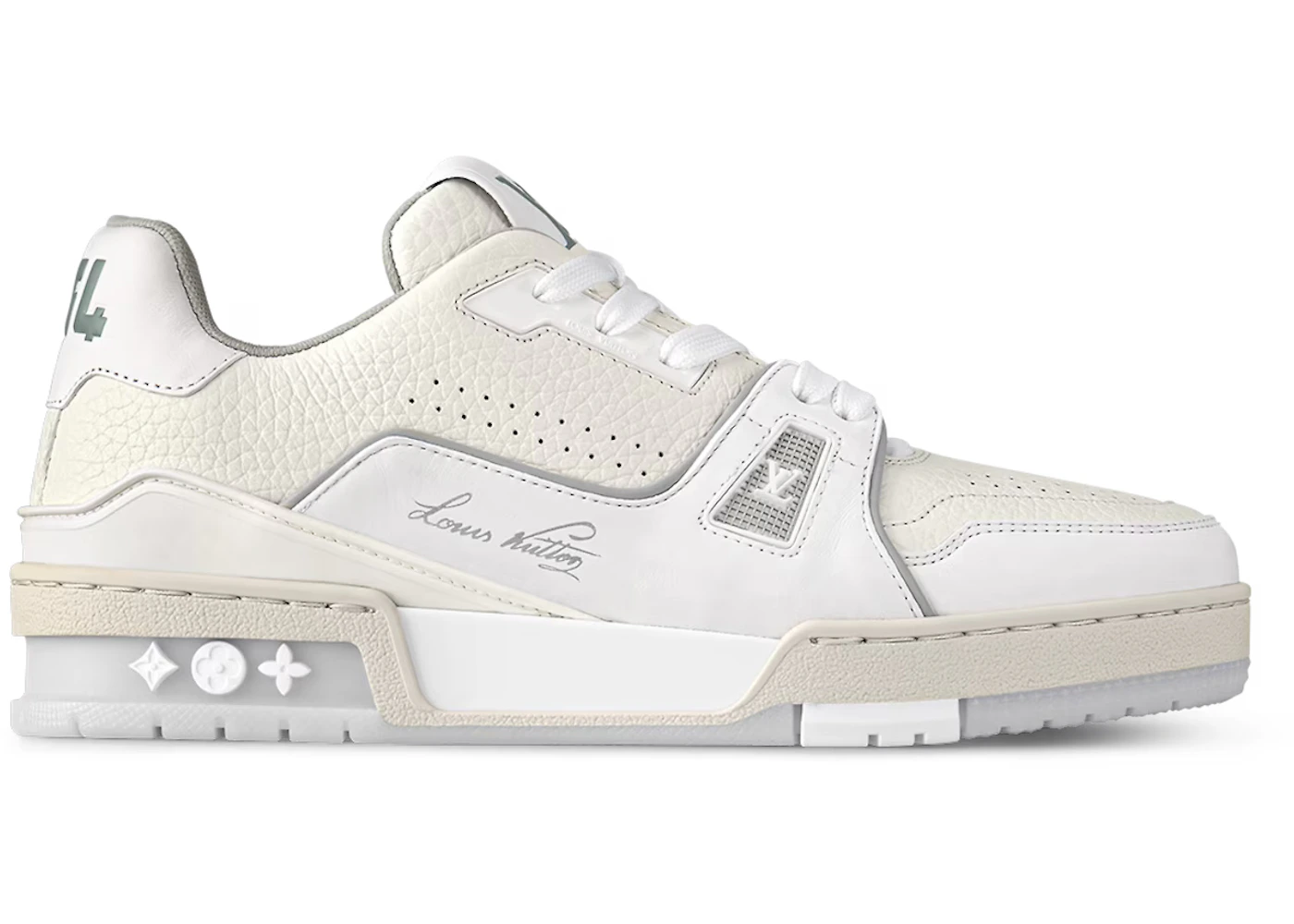 Louis Vuitton Trainer Cream White Grey Signature 