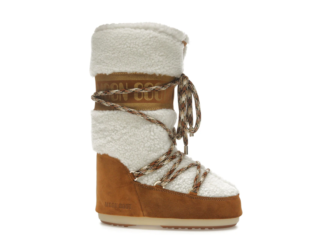 Vue 2 de Moon Boot Icon Shearling Boot Whisky Off White