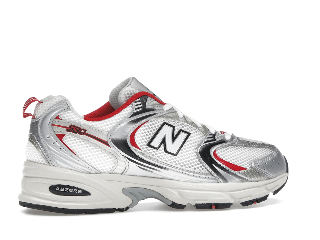 Vue 35 de New Balance 530 White Grey Red