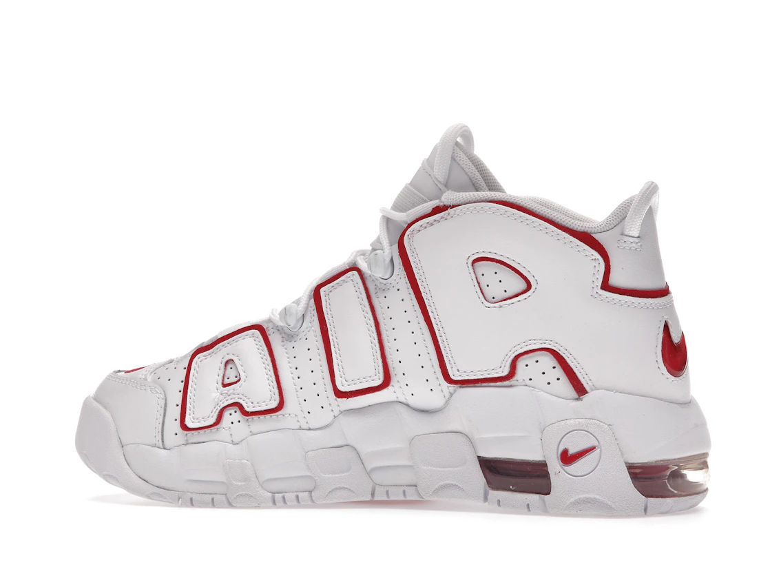 Vue 21 de Nike Air More Uptempo White Varsity Red Outline (GS)
