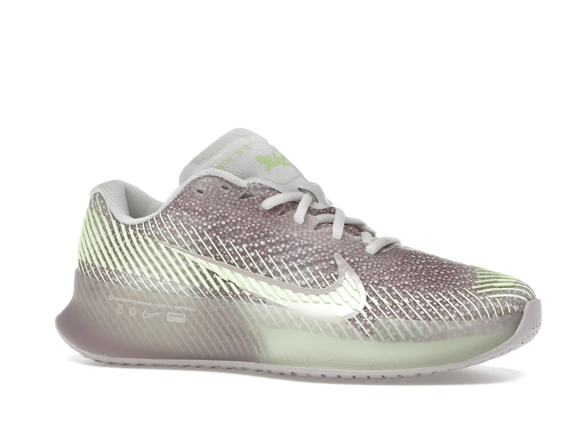 Vue 3 de Nike Court Air Zoom Vapor 11 Premium HC Phantom Platinum Violet Barely Volt 