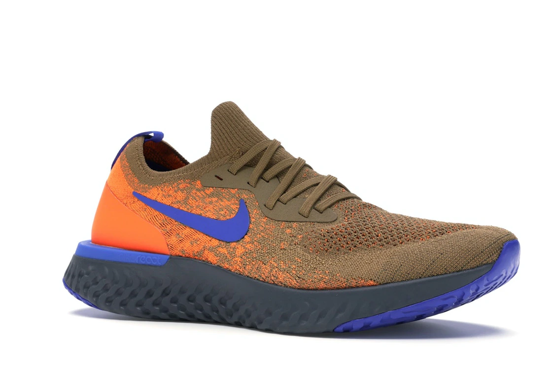 Vue 4 de Nike Epic React Flyknit Golden Beige Racer Blue