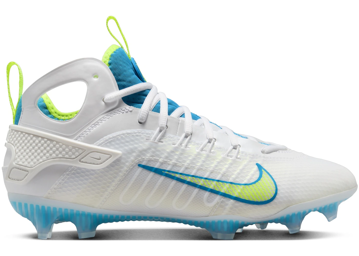 Nike Huarache 9 Elite Mid LAX SE White Vivid Blue Volt
