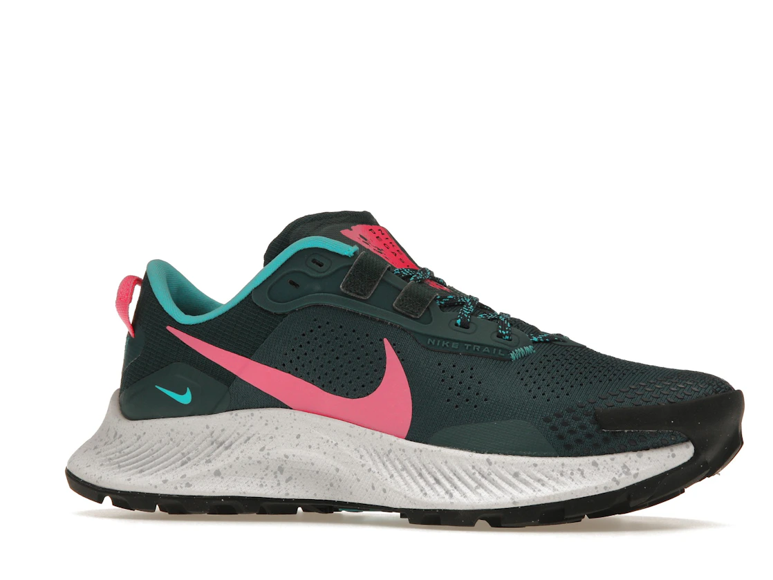 Vue 3 de Nike Pegasus Trail 3 Dark Teal Green Pink Glow 