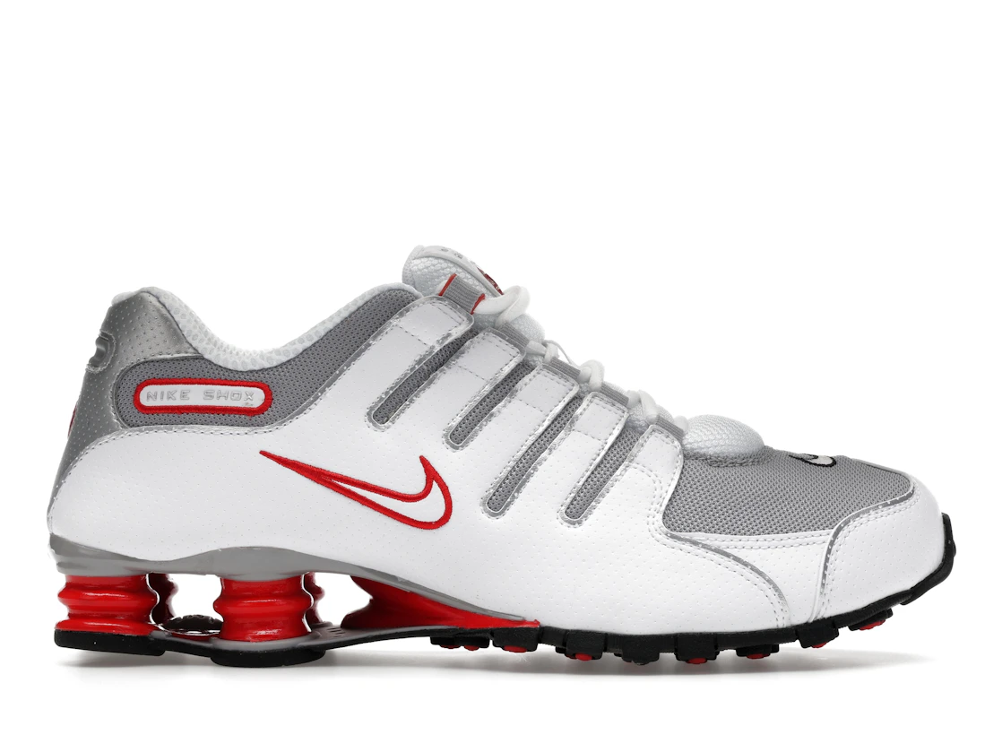 Vue 1 de Nike Shox NZ White Red Metallic Silver