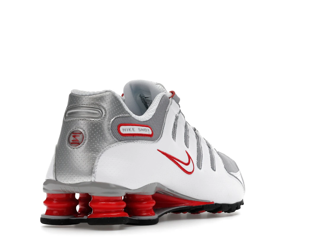 Vue 31 de Nike Shox NZ White Red Metallic Silver