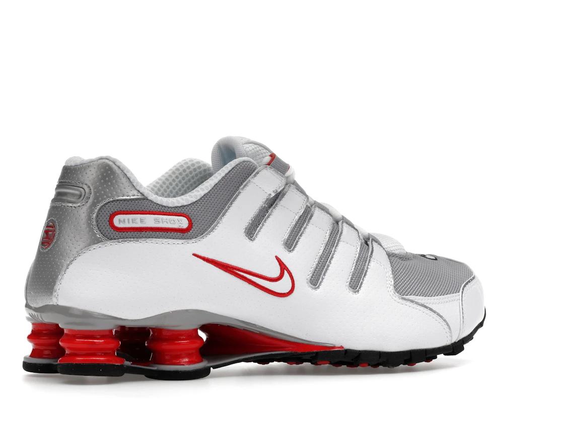 Vue 34 de Nike Shox NZ White Red Metallic Silver