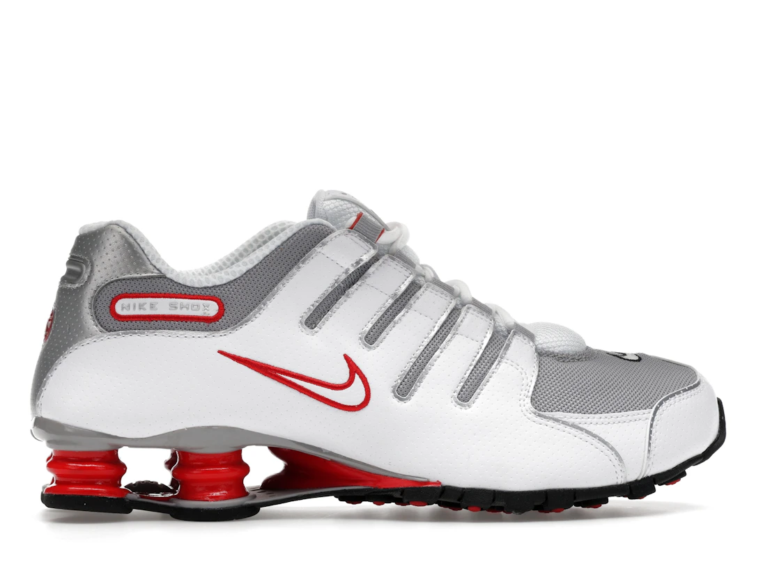 Vue 36 de Nike Shox NZ White Red Metallic Silver