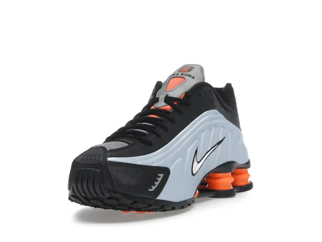 Vue 13 de Nike Shox R4 Blue Tint Total Orange Black Metallic Silver 