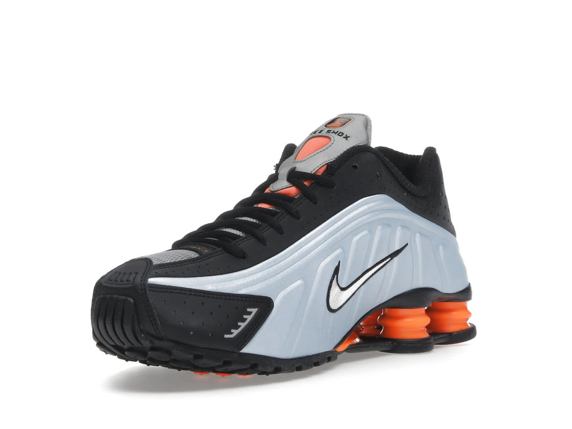 Vue 14 de Nike Shox R4 Blue Tint Total Orange Black Metallic Silver 