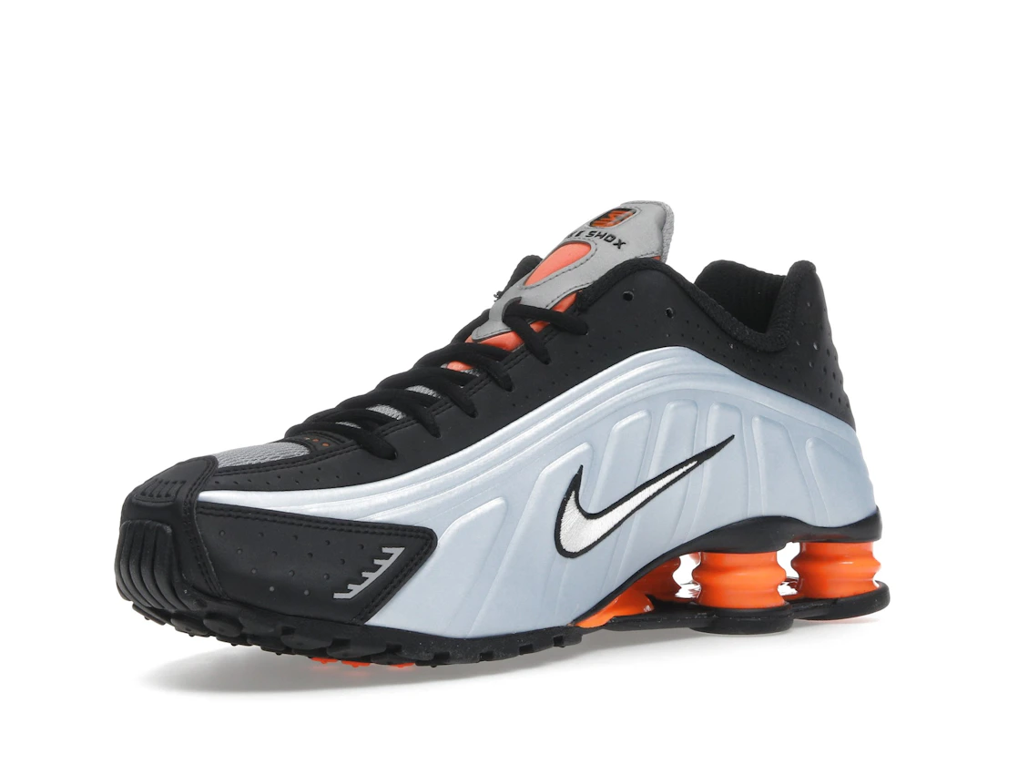 Vue 15 de Nike Shox R4 Blue Tint Total Orange Black Metallic Silver 