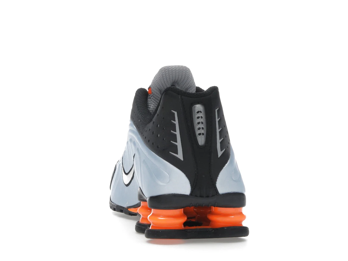 Vue 27 de Nike Shox R4 Blue Tint Total Orange Black Metallic Silver 