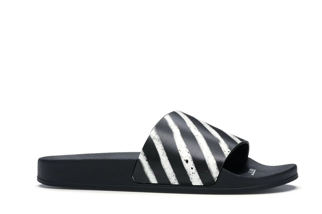 Vue 2 de OFF-WHITE Spray Stripes Slider Black White FW19