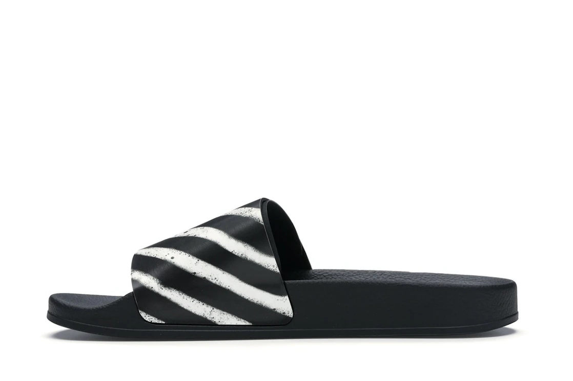 Vue 19 de OFF-WHITE Spray Stripes Slider Black White FW19