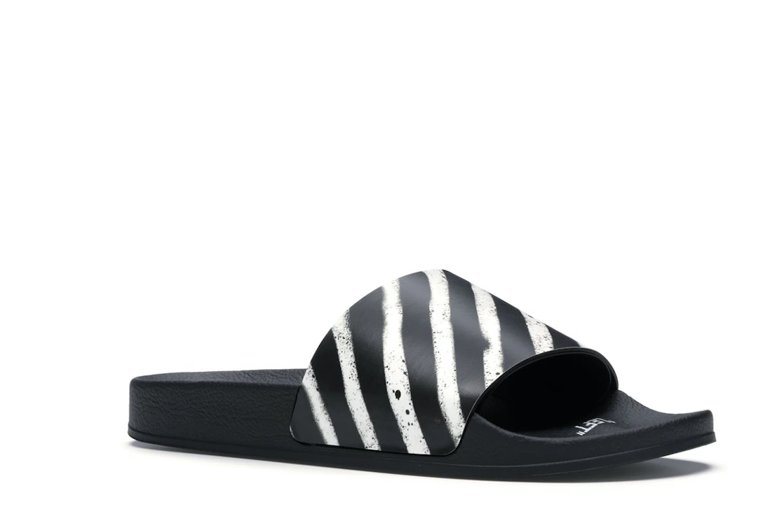 Vue 4 de OFF-WHITE Spray Stripes Slider Black White FW19