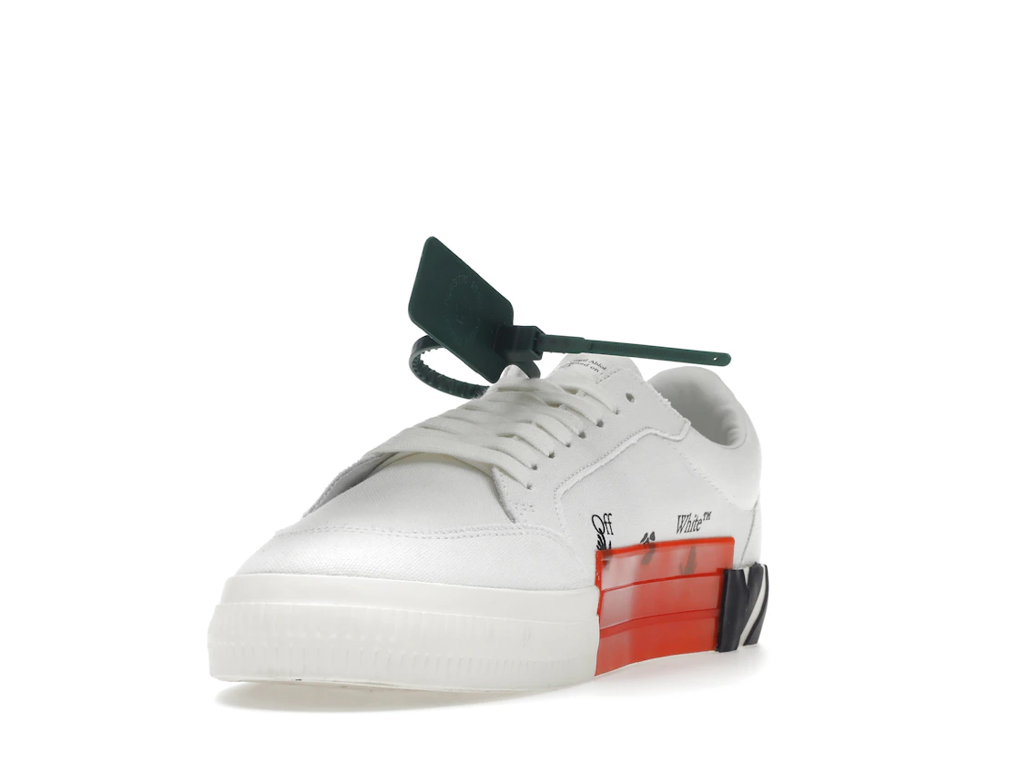 Vue 13 de OFF-WHITE Vulc Low Canvas White Red Arrow Black