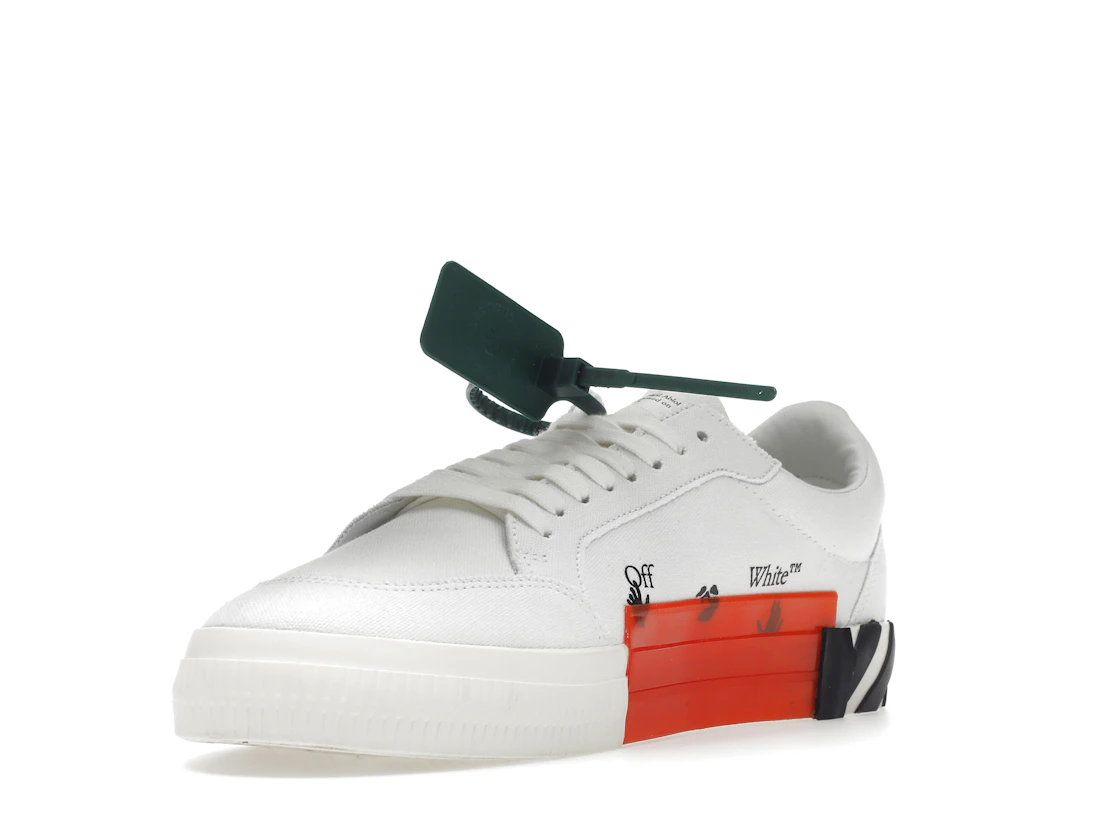 Vue 14 de OFF-WHITE Vulc Low Canvas White Red Arrow Black
