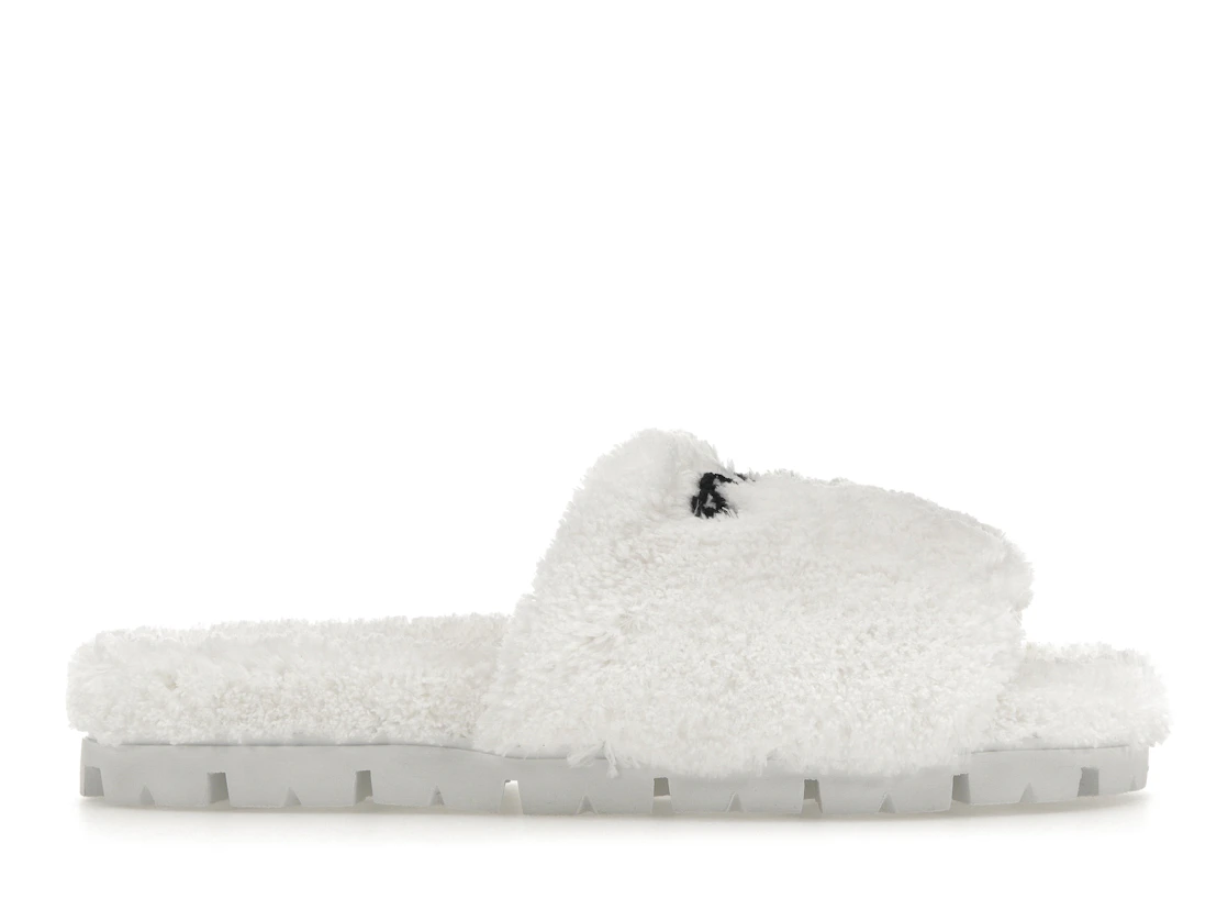 Vue 1 de Prada Terry Cloth Slide White Black 