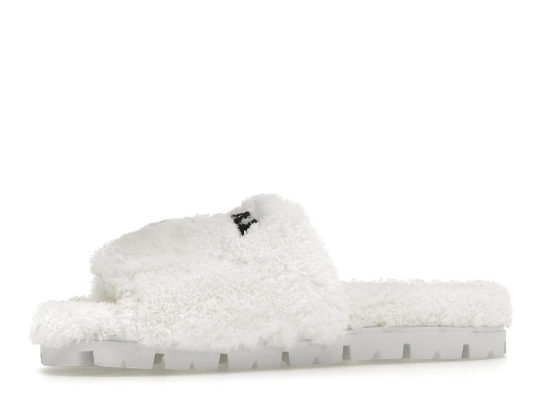 Vue 17 de Prada Terry Cloth Slide White Black 