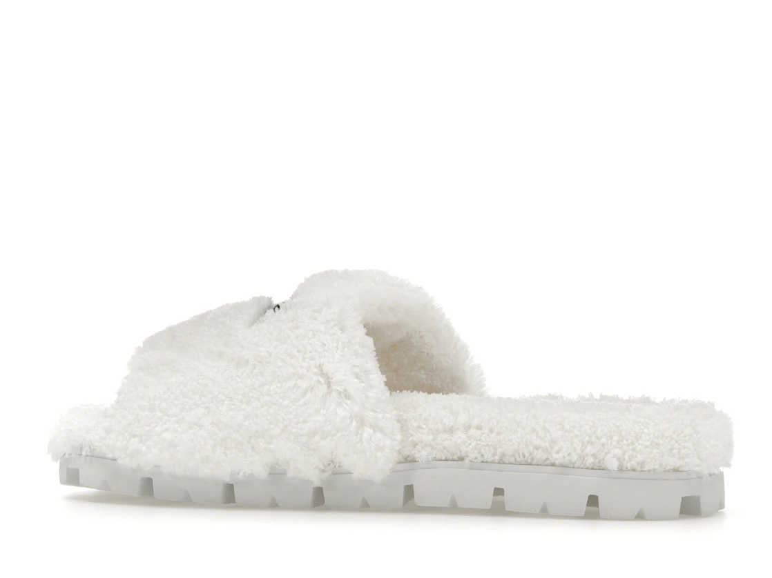 Vue 21 de Prada Terry Cloth Slide White Black 