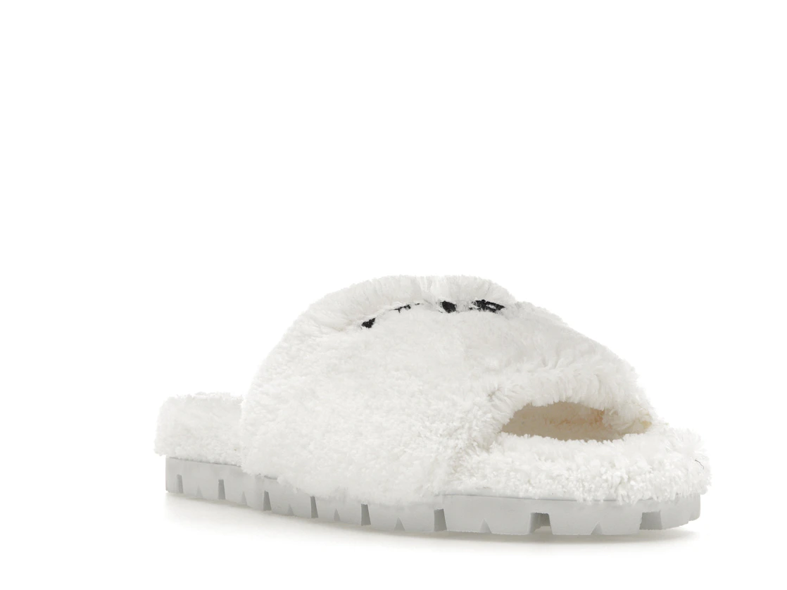 Vue 6 de Prada Terry Cloth Slide White Black 