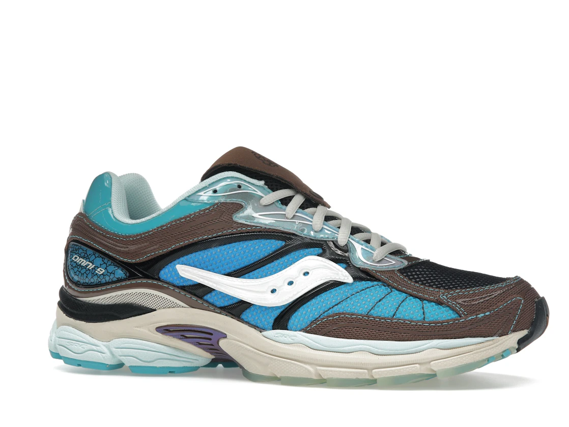 Vue 3 de Saucony ProGrid Omni 9 Footpatrol Blue Brown