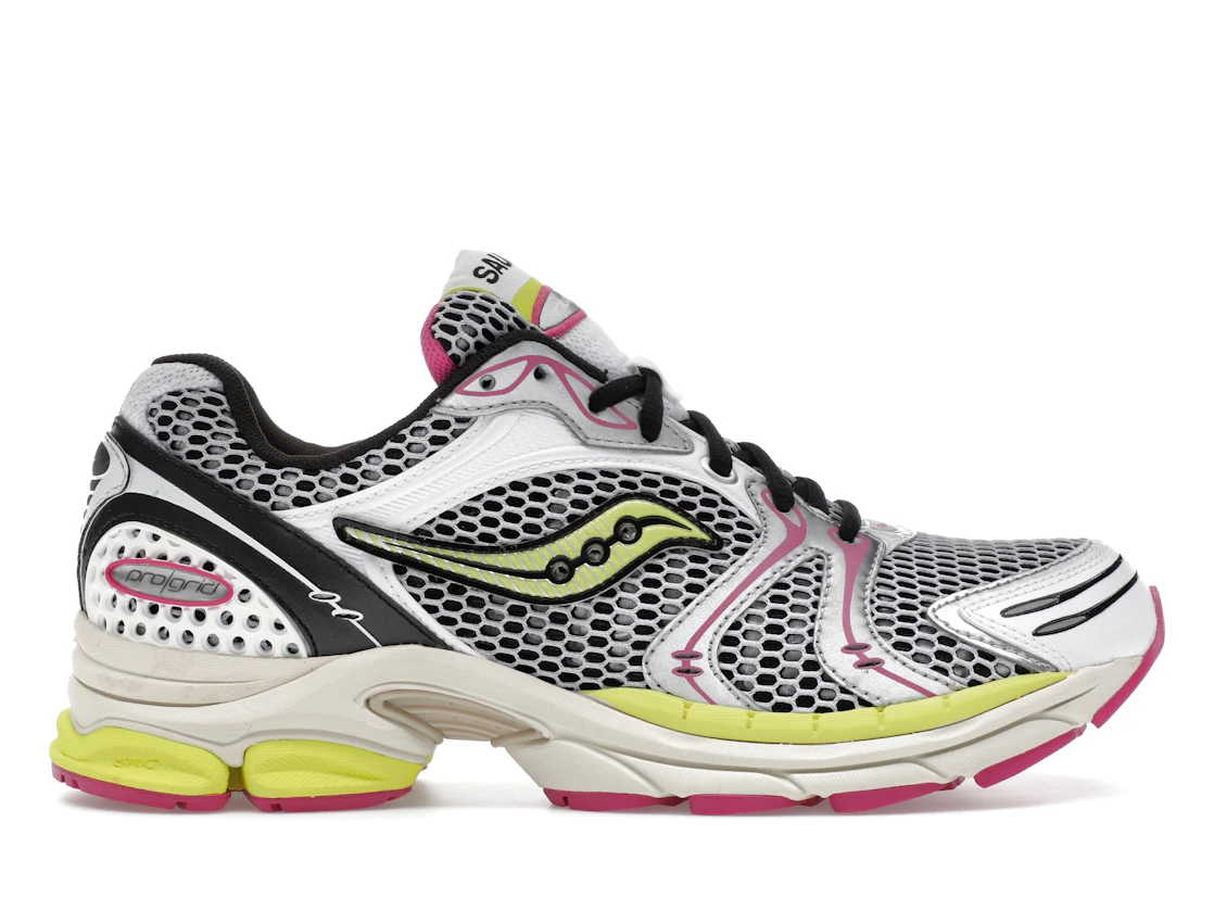 Vue 1 de Saucony ProGrid Triumph 4 White Fluo Pink