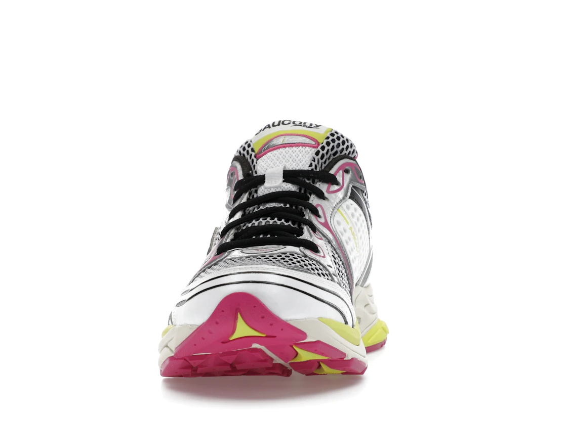 Vue 11 de Saucony ProGrid Triumph 4 White Fluo Pink