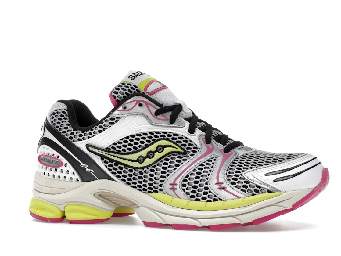 Vue 3 de Saucony ProGrid Triumph 4 White Fluo Pink