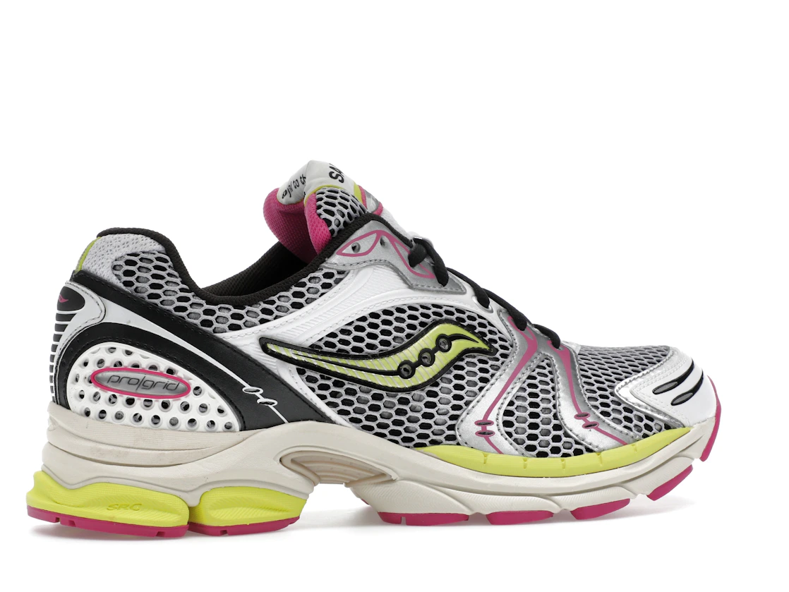 Vue 35 de Saucony ProGrid Triumph 4 White Fluo Pink